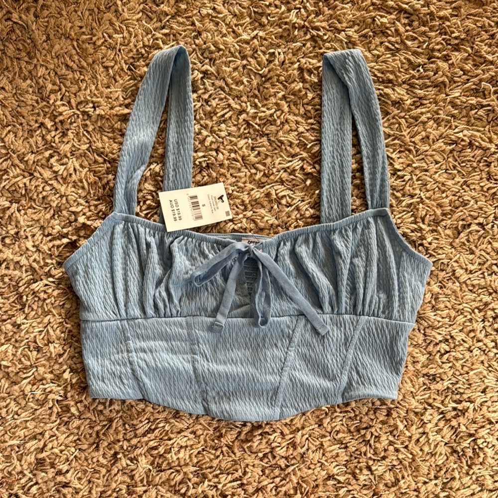 Cotton On Light Blue Textured Crop Top